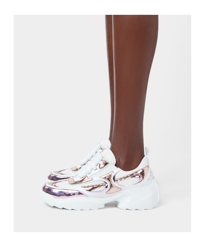 Roger Vivier Viv' On The Run Sneakers In Leather And Fabric In White