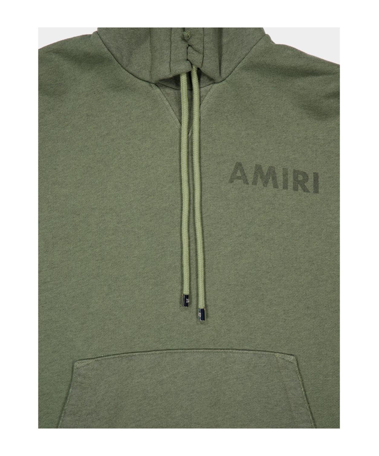 Amiri Logo-detail Frayed-hem Hoodie In Green