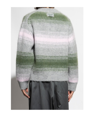 Kenzo Striped V-neck Sweater Long Sleeves In Multi