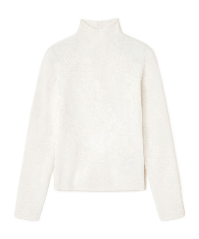 Ganni Ivory Sheer Turleneck In White