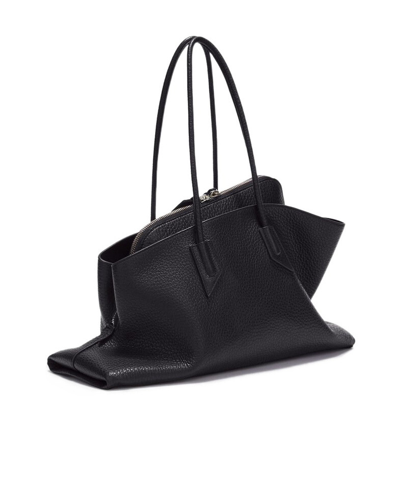 Attico La Passeggiata Medium Leather Shoulder Bag In Black