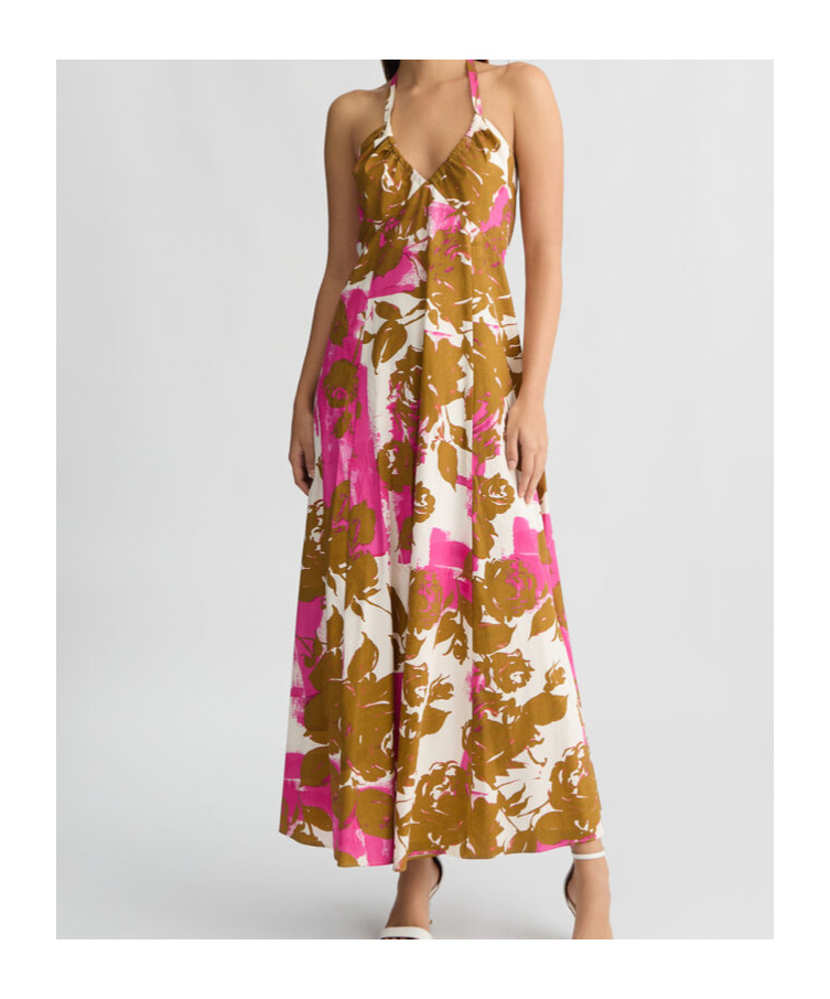 Liu •jo Liu Jo Printed Poplin Dress In Brown