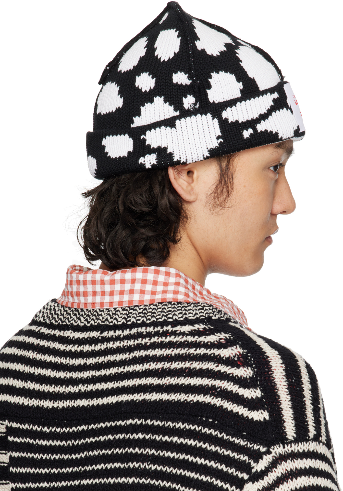 Charles Jeffrrey Loverboy Patterned Beanie In Black