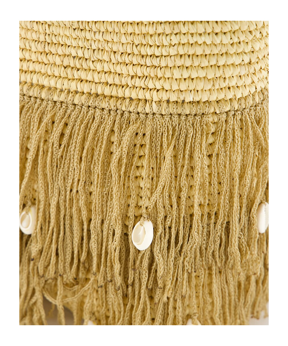 Sensi Studio Fringed Straw Handbag In Brown