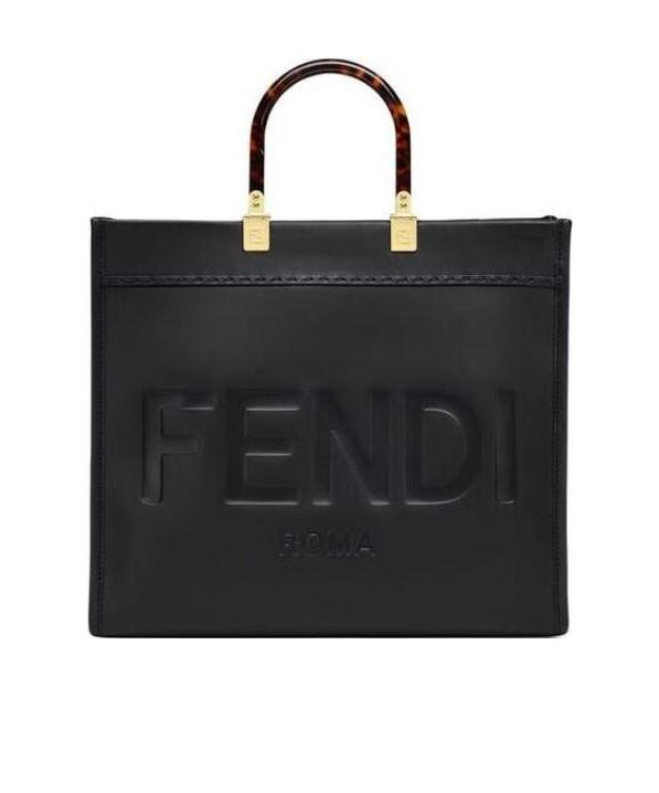 FENDI BLACK LEATHER SHOPPER