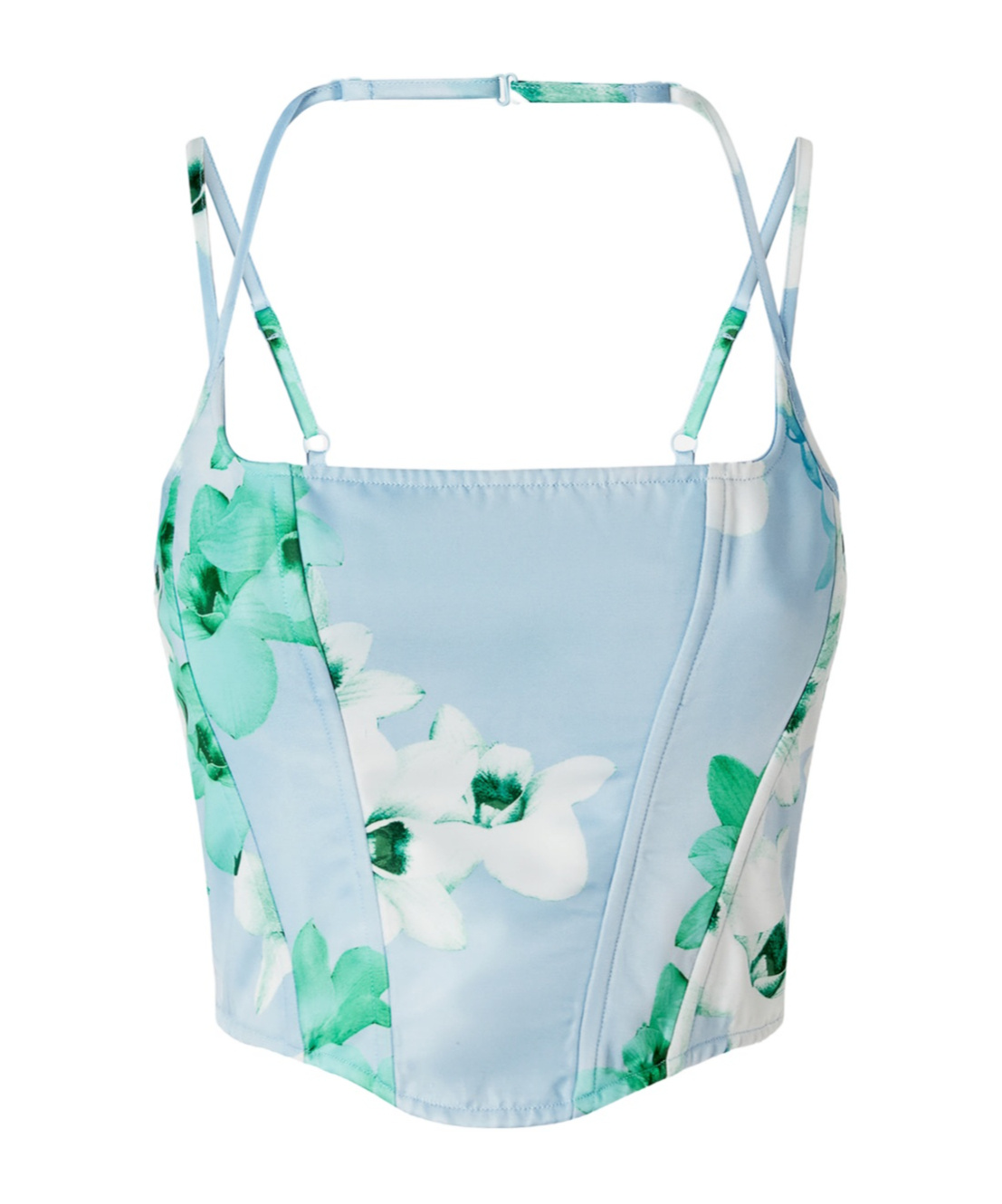 Pinko Floral-print Corset In Blue