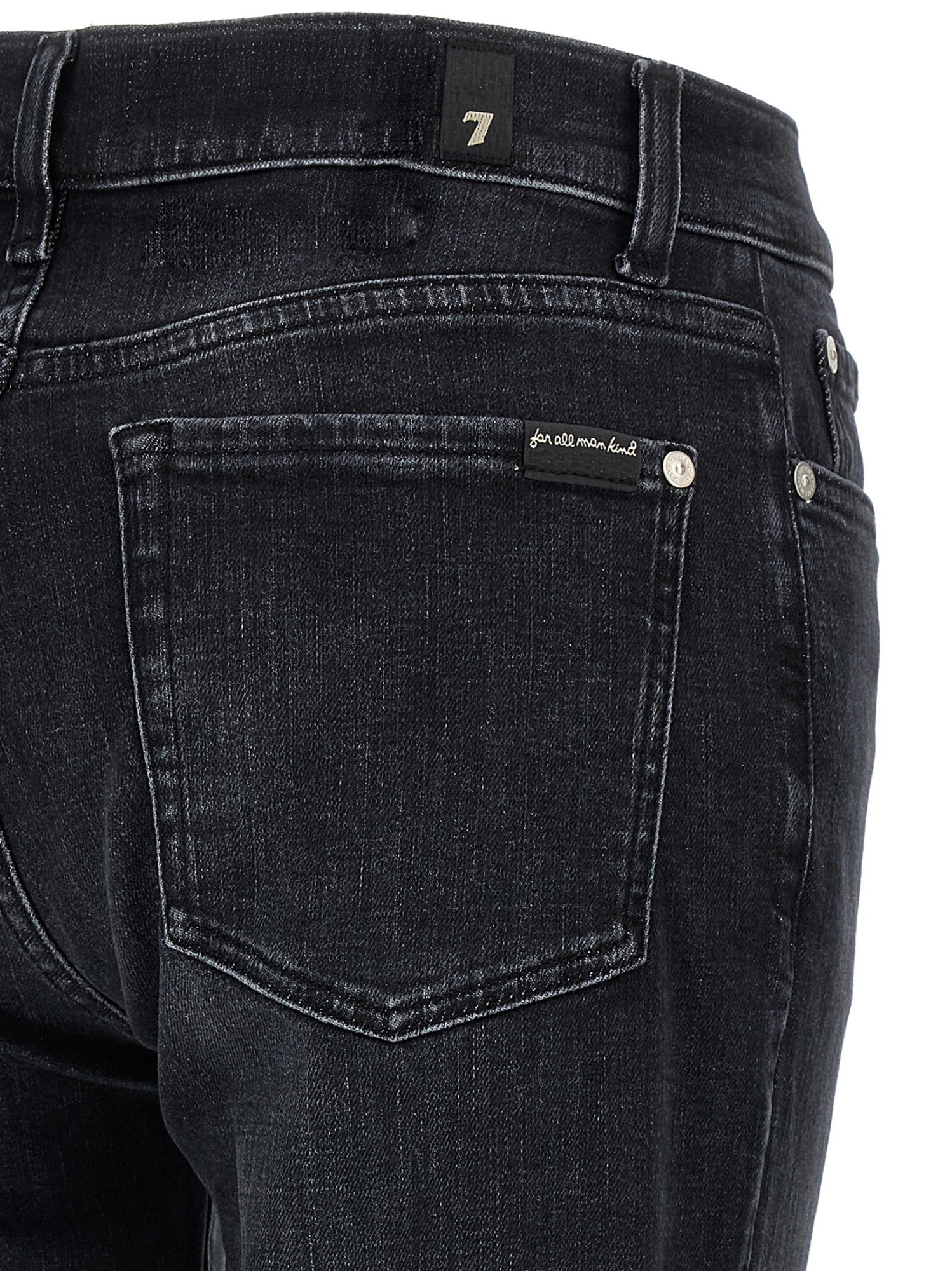 7 For All Mankind Belt Loop Denim Trousers In Black
