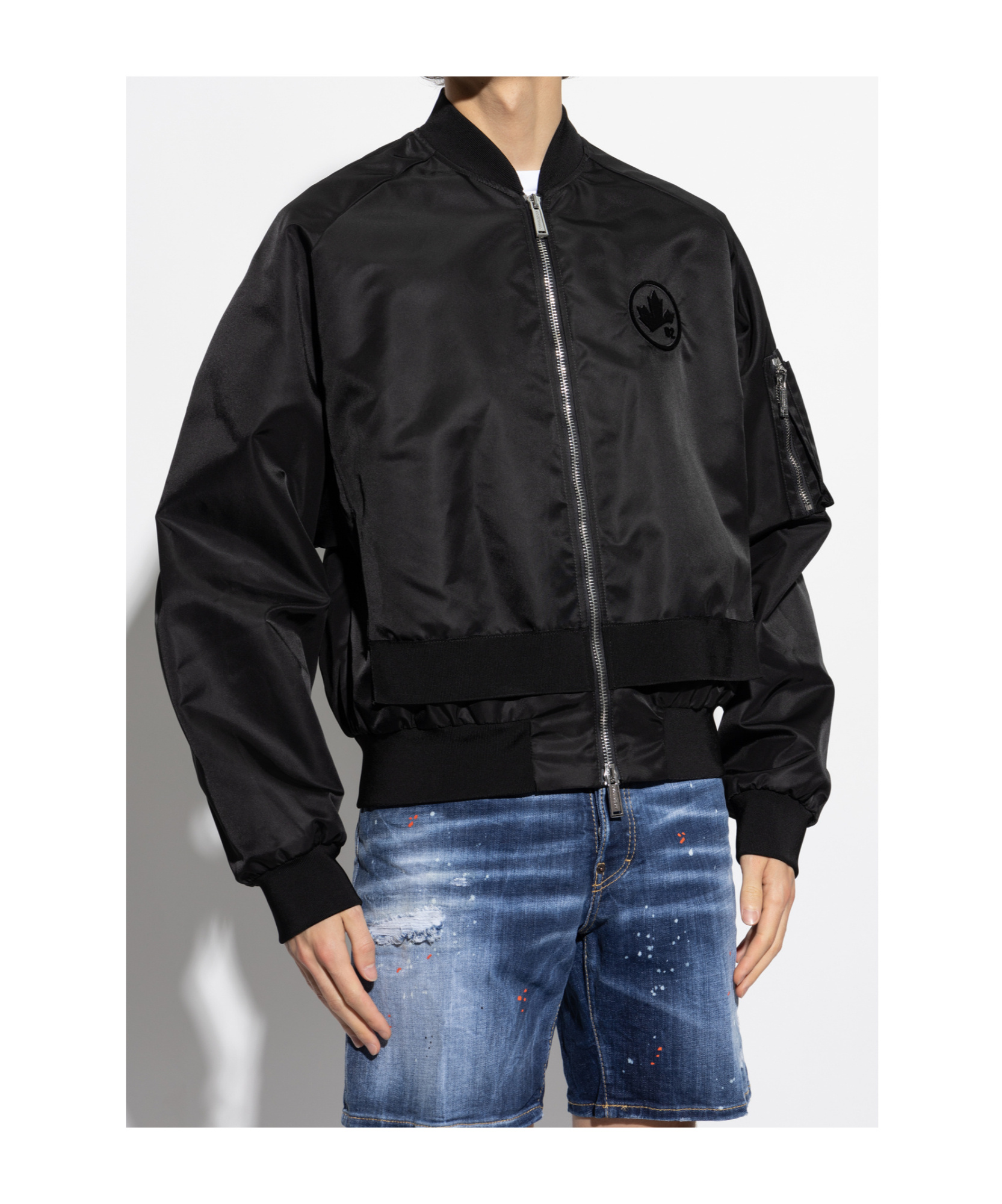 Dsquared2 Logo-appliqué Bomber Jacket In Black