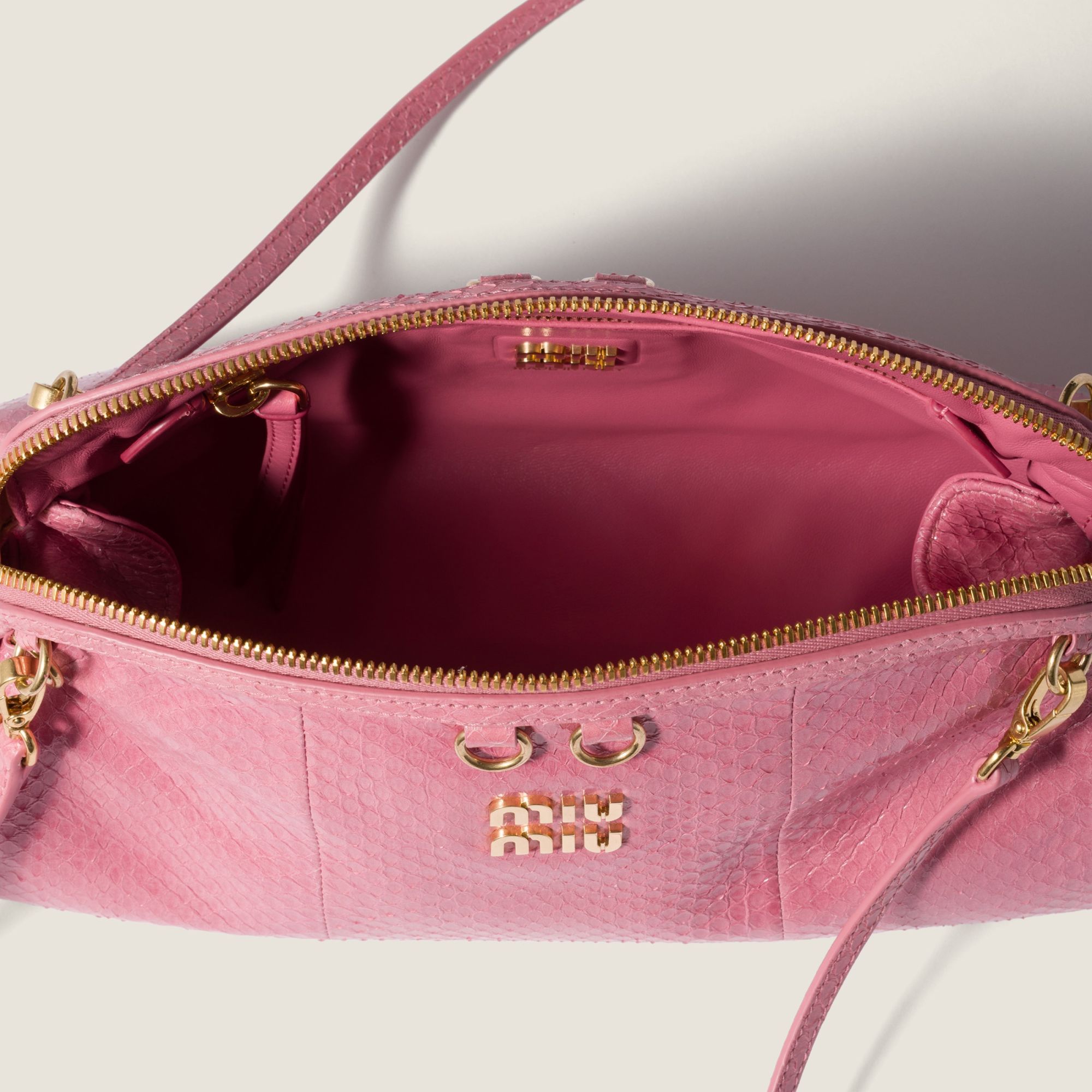 Miu Miu Ayers Leather Clutch In Pink