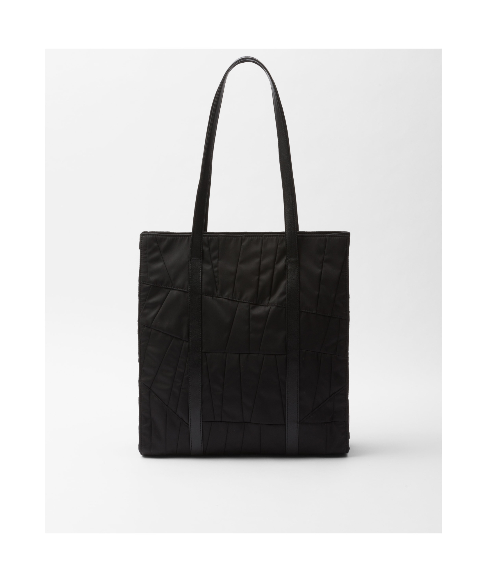Shop Prada Medium Re-nylon Patchwork Tote Bag With Embroidery In Black