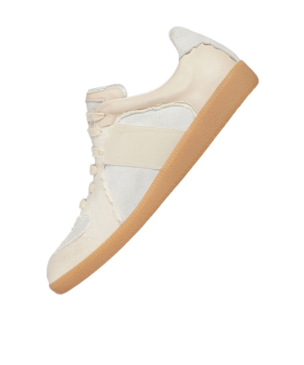Maison Margiela Off White Leather And Grey Suede Replica Sneakers In White