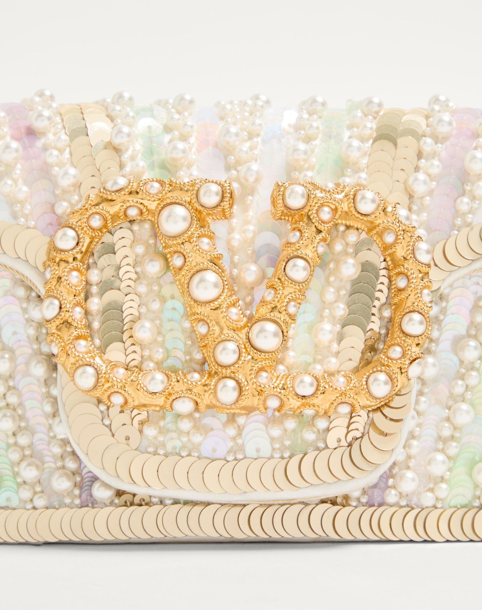 Valentino Small Locò Shoulder Bag With Embroidered Gemstone Logo In Multi