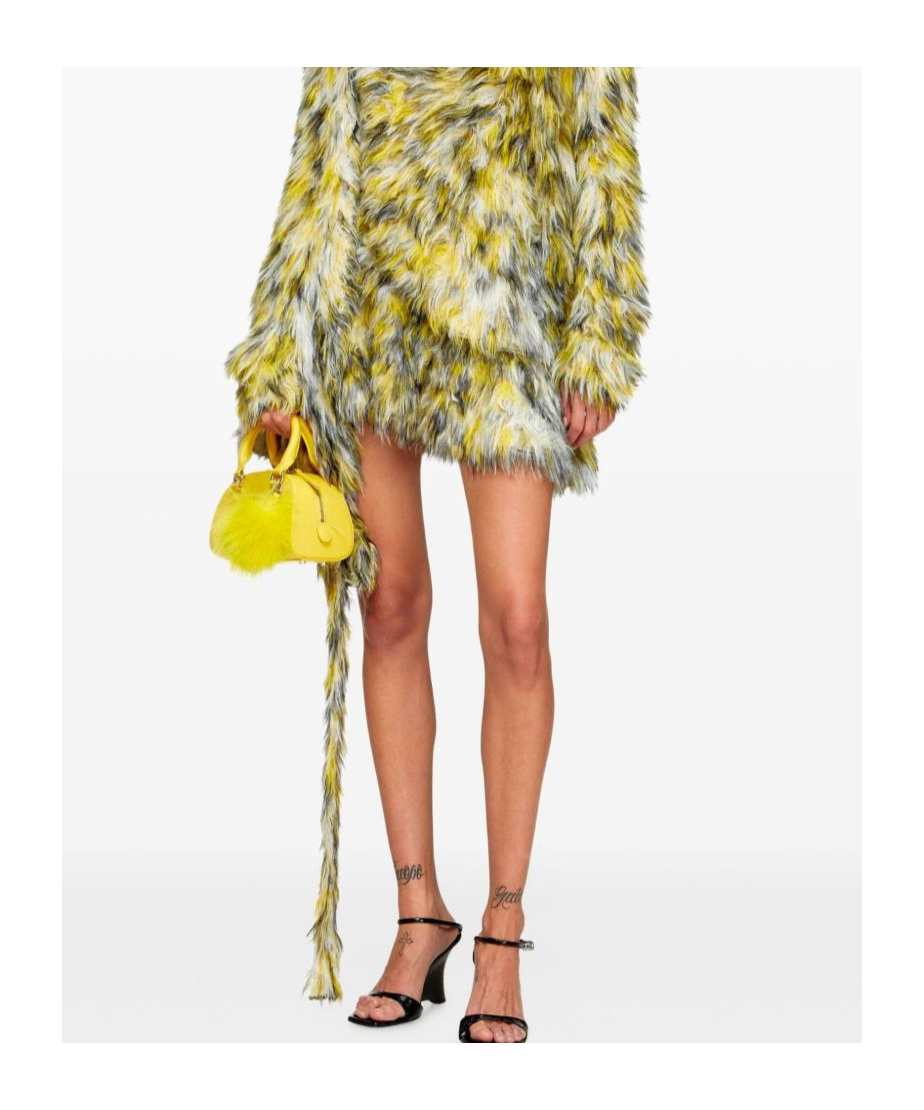Diesel Mini Skirt In Fluffy Jacquard Knit In Yellow
