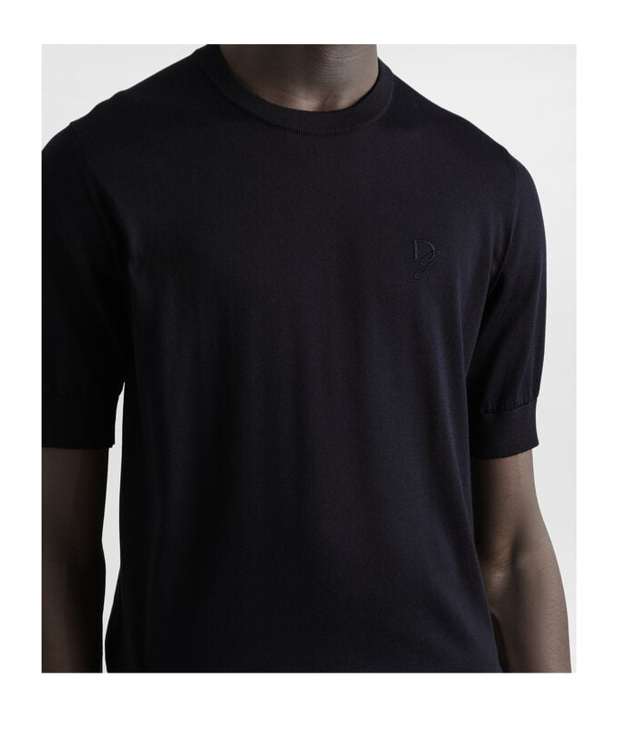Dolce & Gabbana Silk Round-neck Sweater With Dg Embroidery In Black