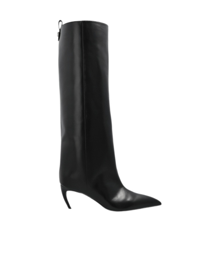 Attico Leather High Shaft Ankle Boots With Pointed Toe