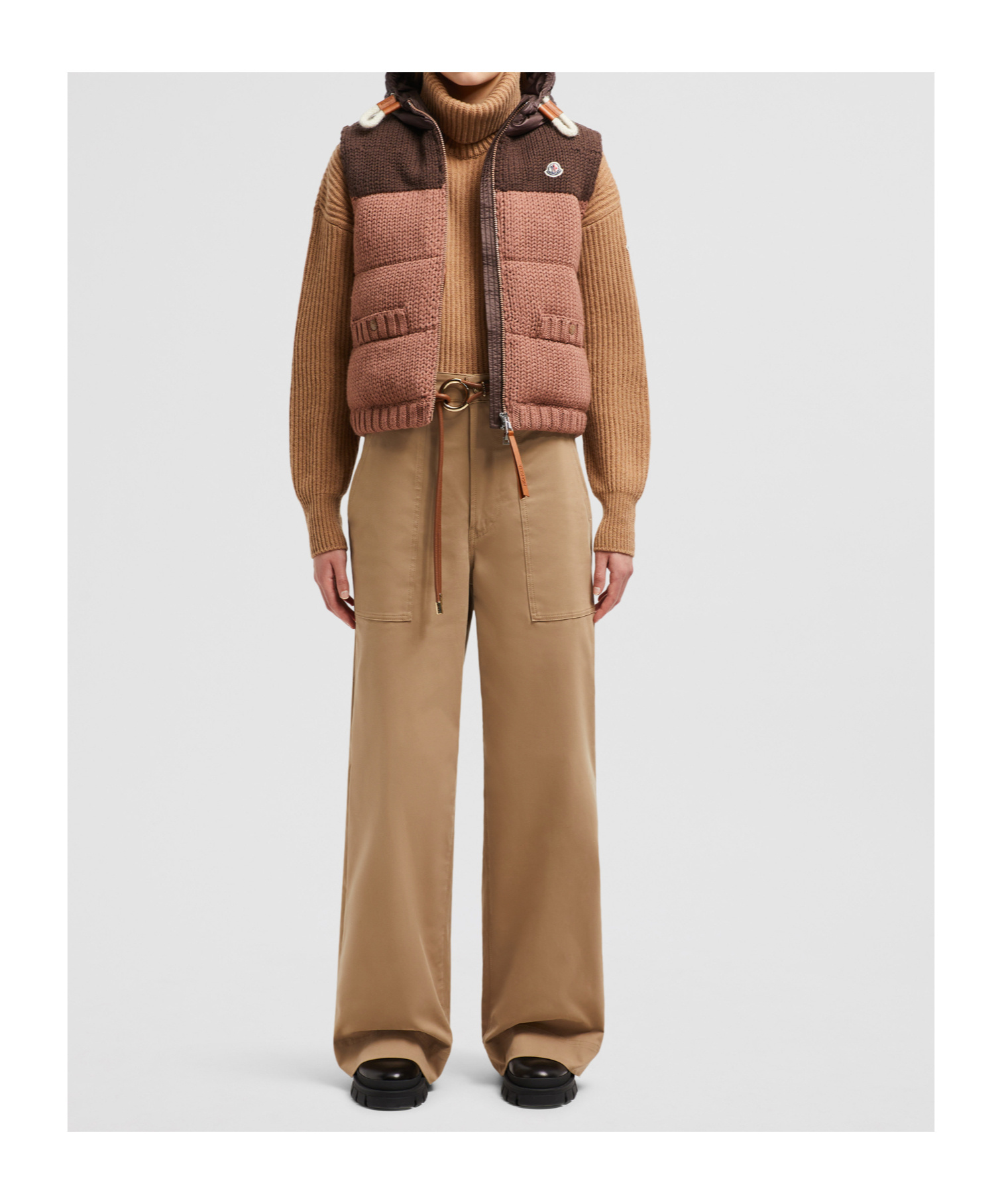 Moncler Gabardine Trousers In Brown