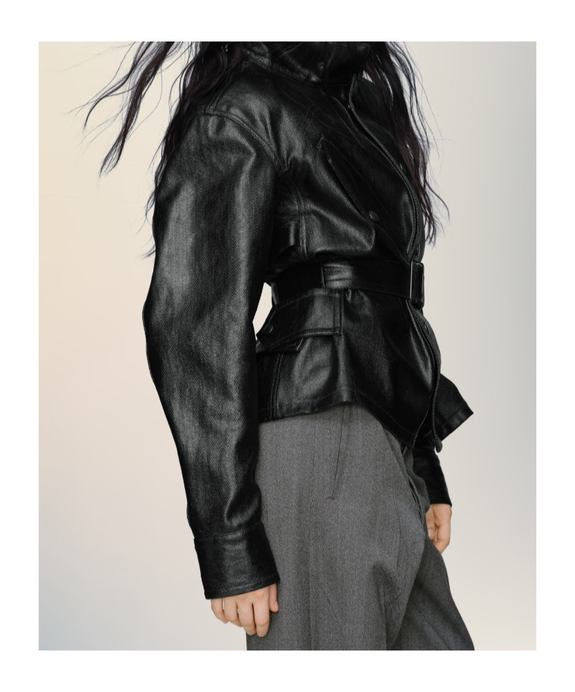 Maison Margiela Womens Black Belted Regular-fit Coated-cotton Jacket In Black