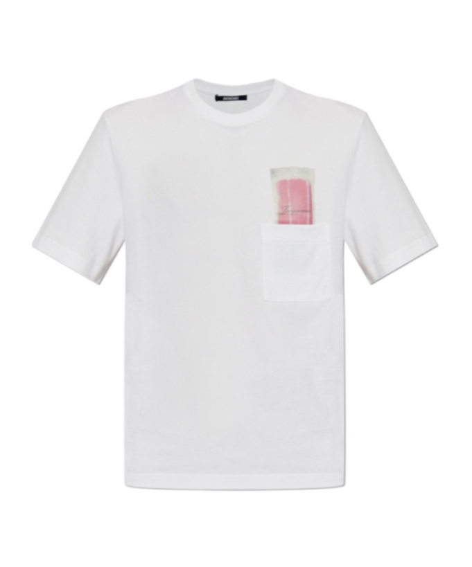 Jacquemus Classic Crew Neck T-shirt With Transparent Chest Pocket In White