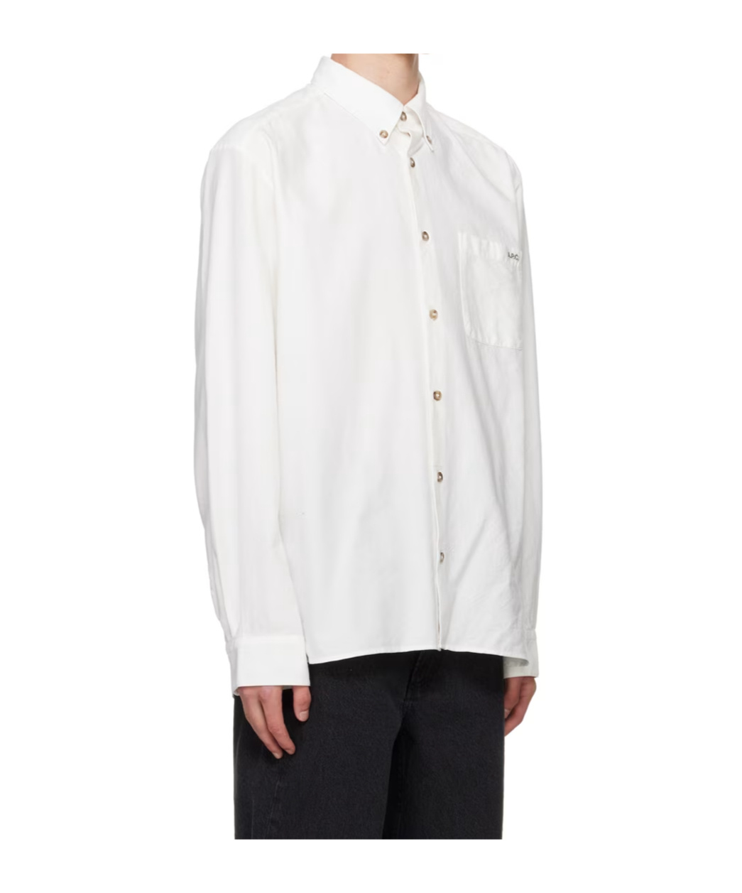 A.p.c. Classic Button-down Shirt With Subtle Logo Detail In Multi