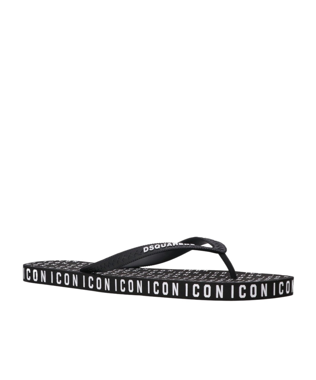 Shop Dsquared2 Icon All-over Logo Printed Flip Flops In Black
