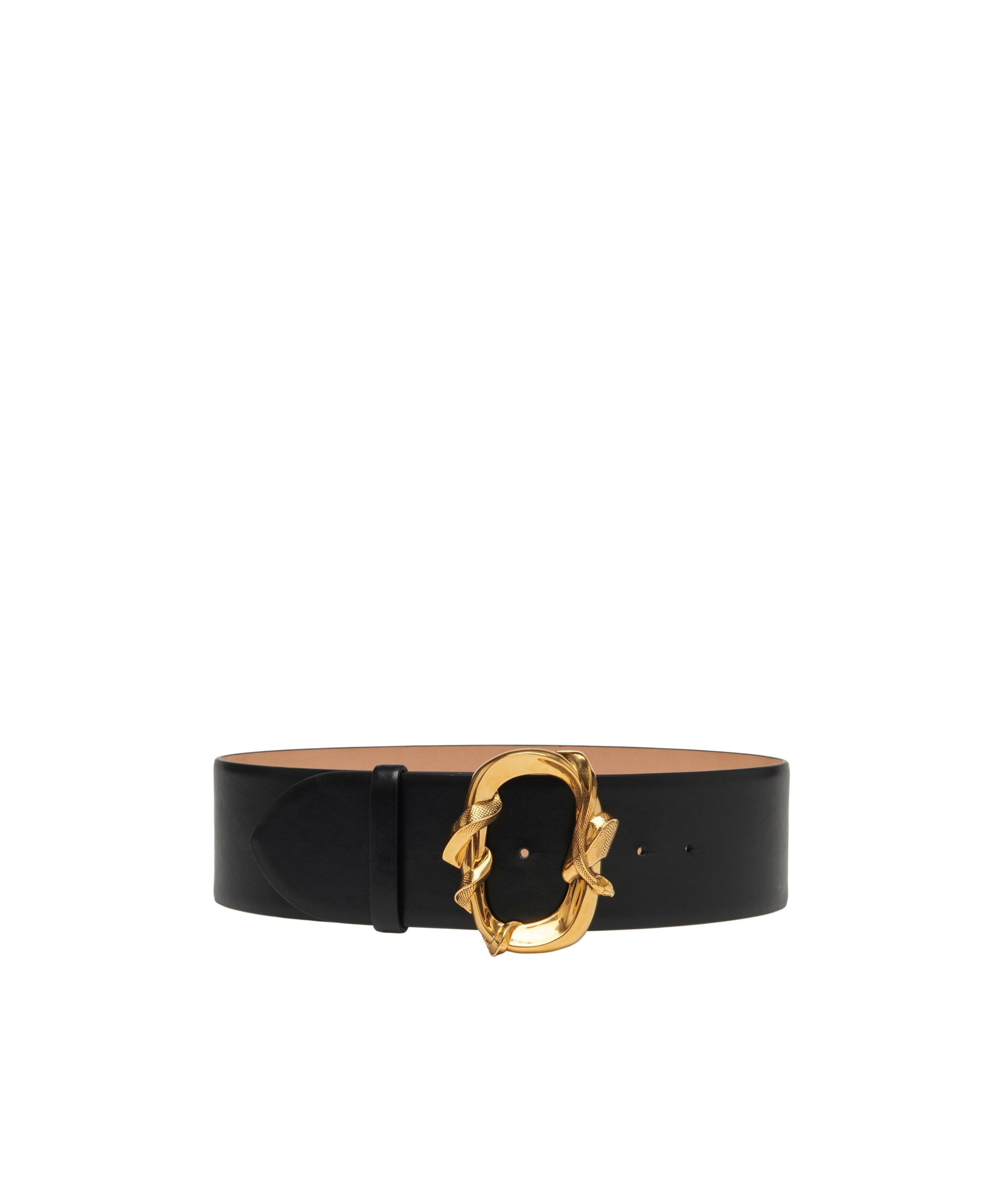 Alexander Mcqueen Leather Snake Belt In Black