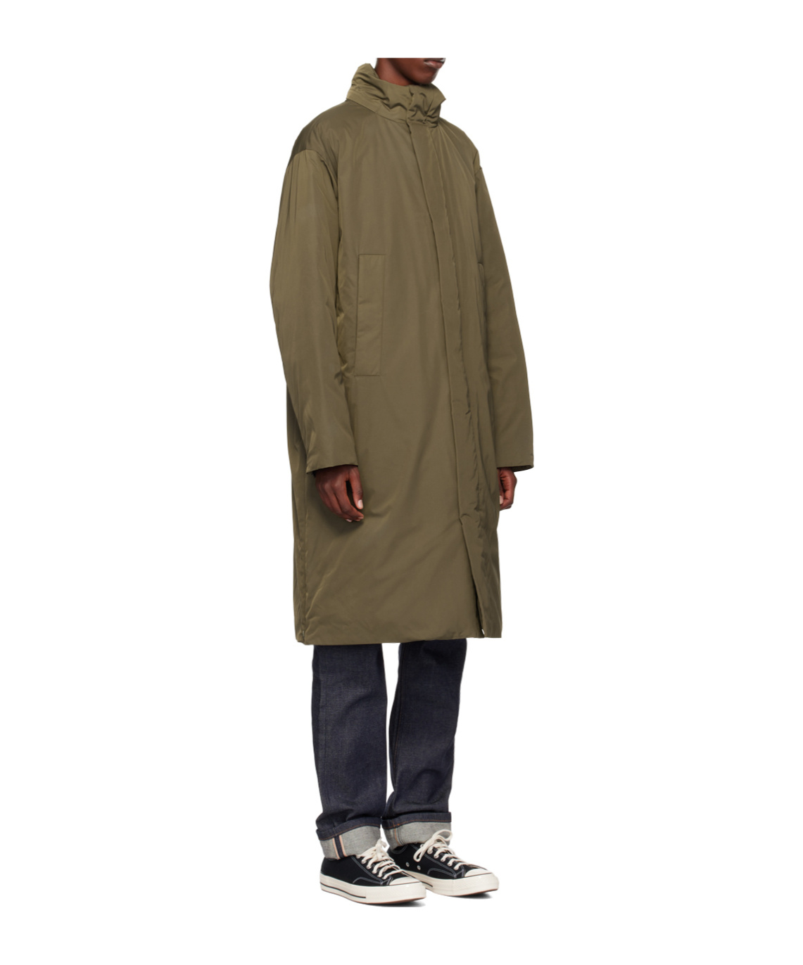 Calvin Klein Stand-collar Long-sleeved Down Jacket In Green