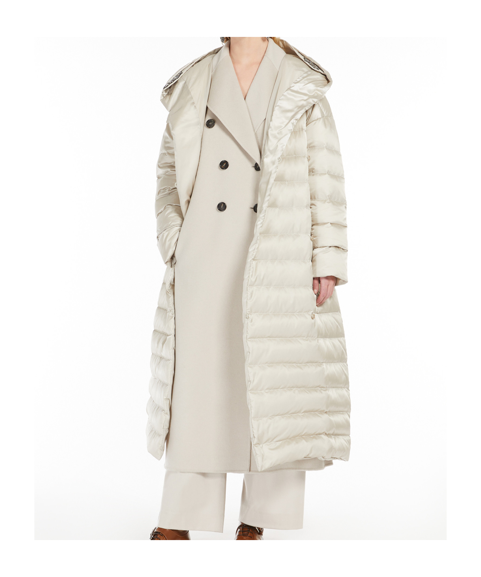 Max Mara Hooded Down Jacket In White