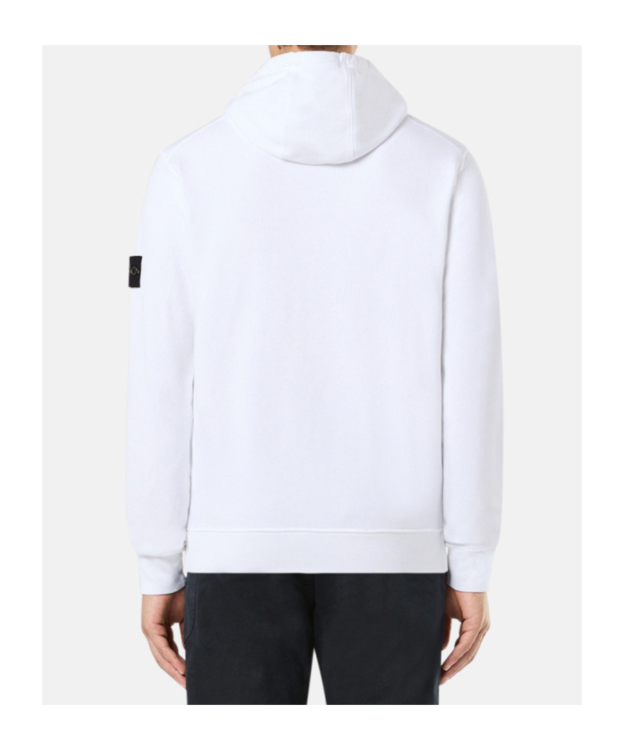 Stone Island Regular-fit Hooded Sweatshirt With Pouch Pocket In White