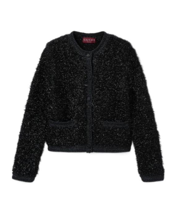 Gucci Shiny Chunky Wool Cardigan In Black