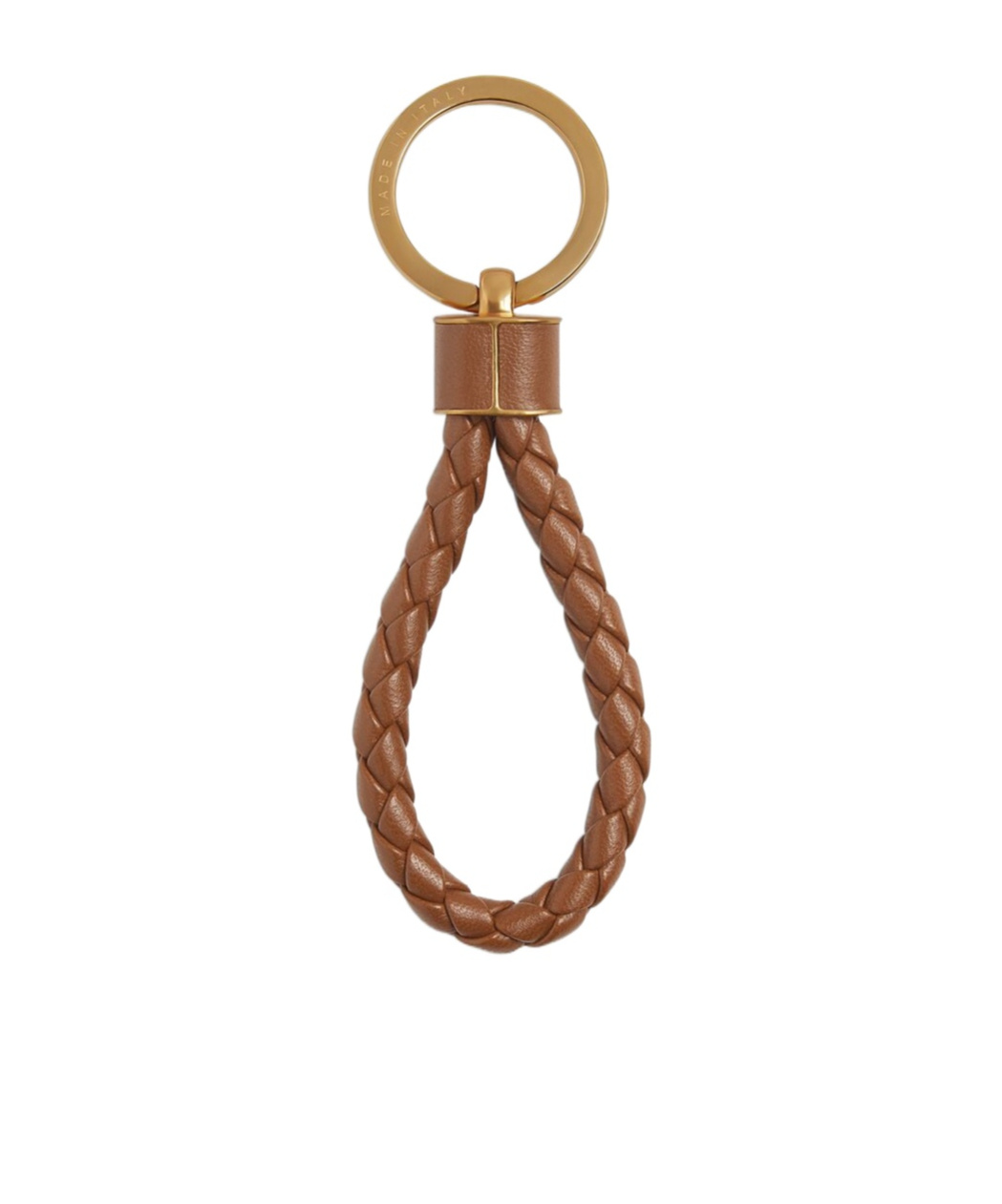 Bottega Veneta Women Intreccio Leather Key Ring In Brown