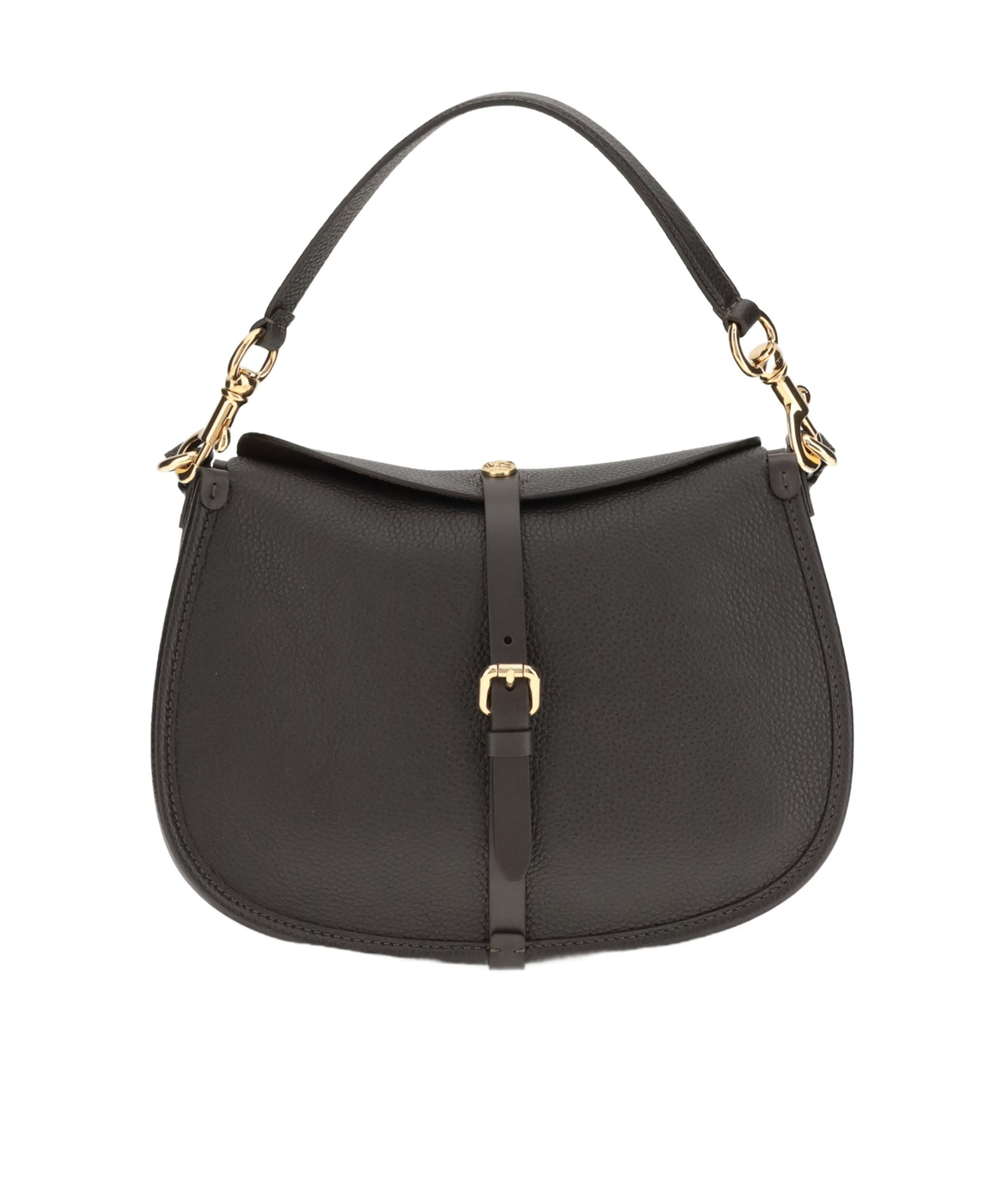 Etro Women Medium Grained Leather Shoulder Bag With Buckle In Black