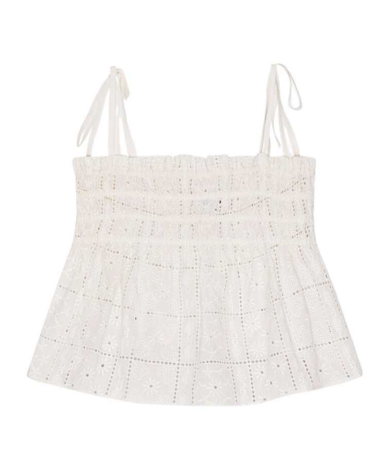 Ganni Thin Shoulder Strap Embroidered Sling In White
