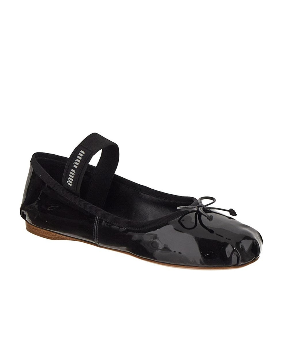 Miu Miu Round Head Ballet Shoes In Black