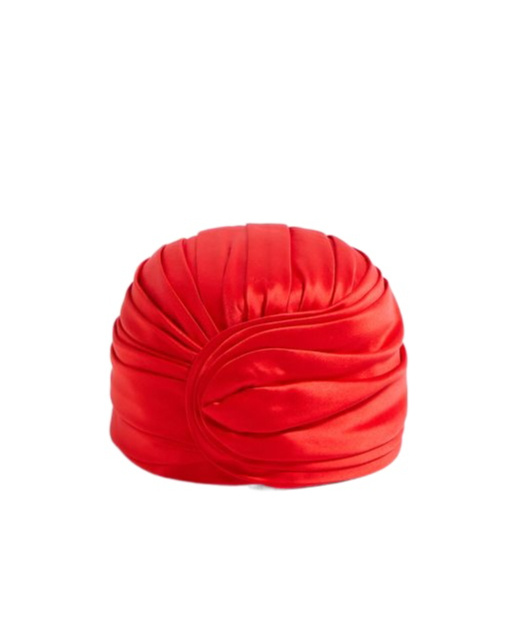 Valentino Women's Red Silk Turban In Bright Orange/gold