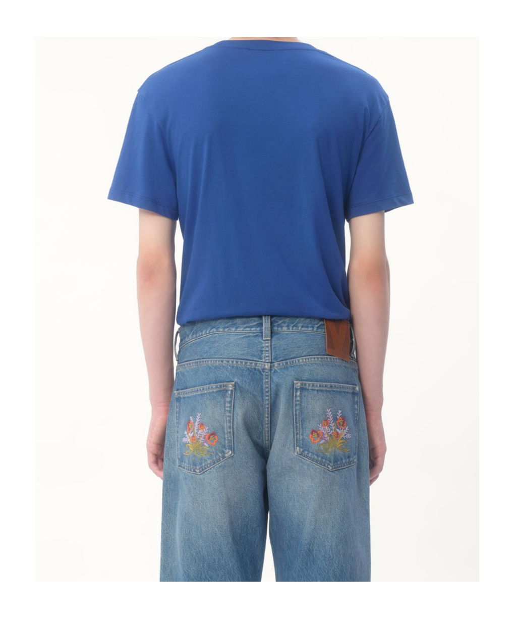 Valentino Vlogo Patch Crewneck T-shirt In Blue