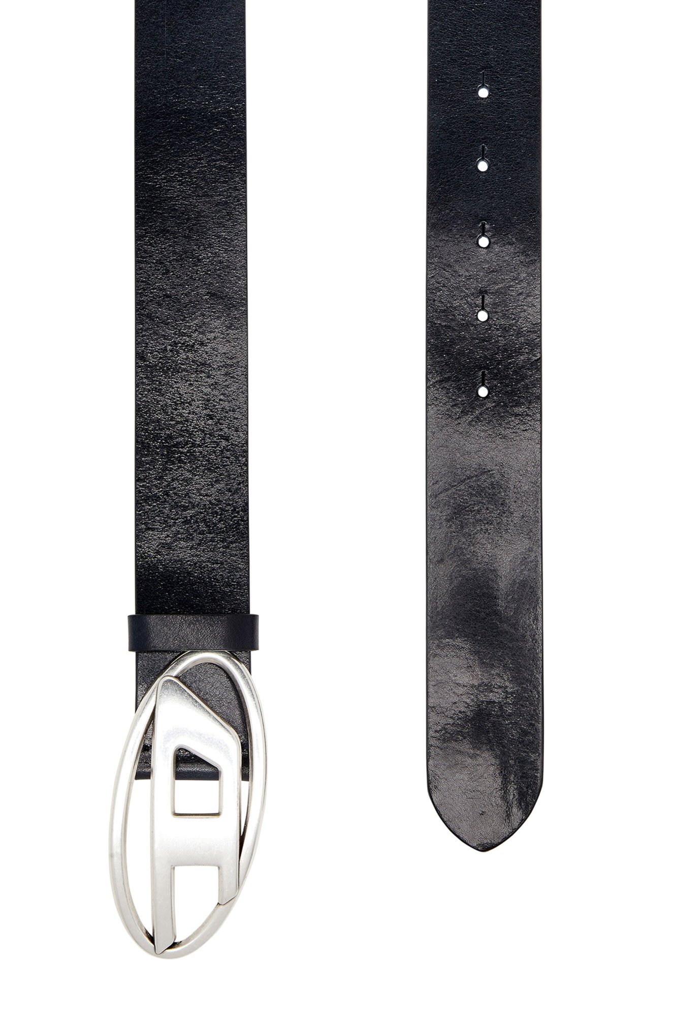 Diesel B-1dr Leather Belt In Black