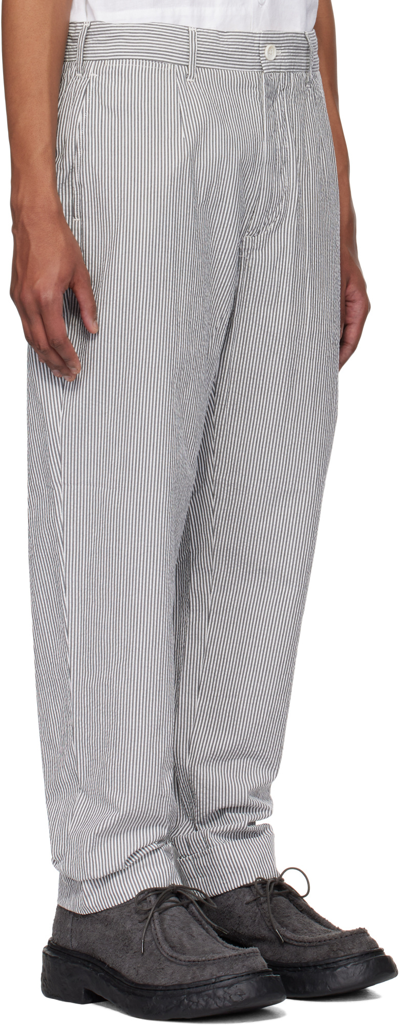 Engineered Garments Navy & White Andover Trousers In Navy Blue/white