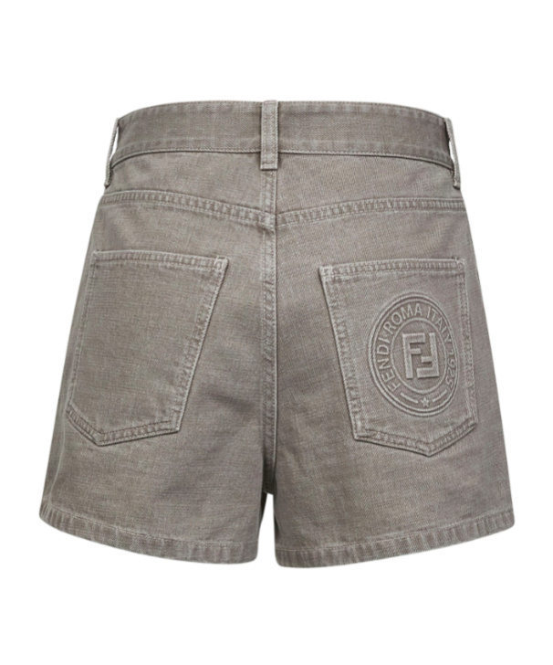 Fendi Grey Denim Shorts In Gray