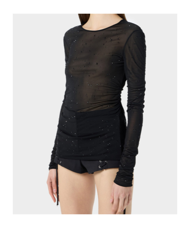 Blumarine Crystal-embellished T-shirt In Black