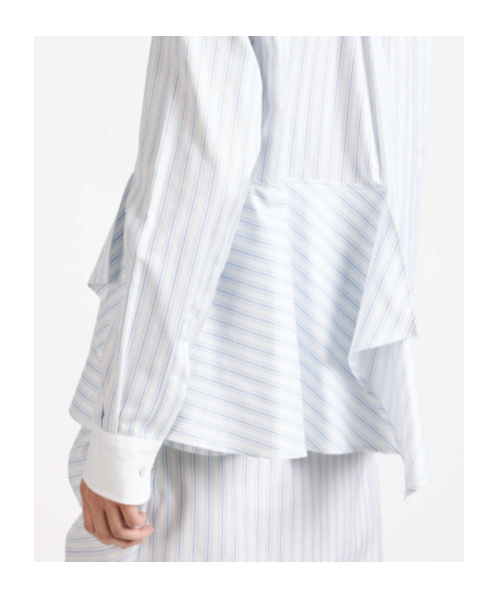 Jw Anderson Womens Asymmetric Draped Shirt In White  Blue In White