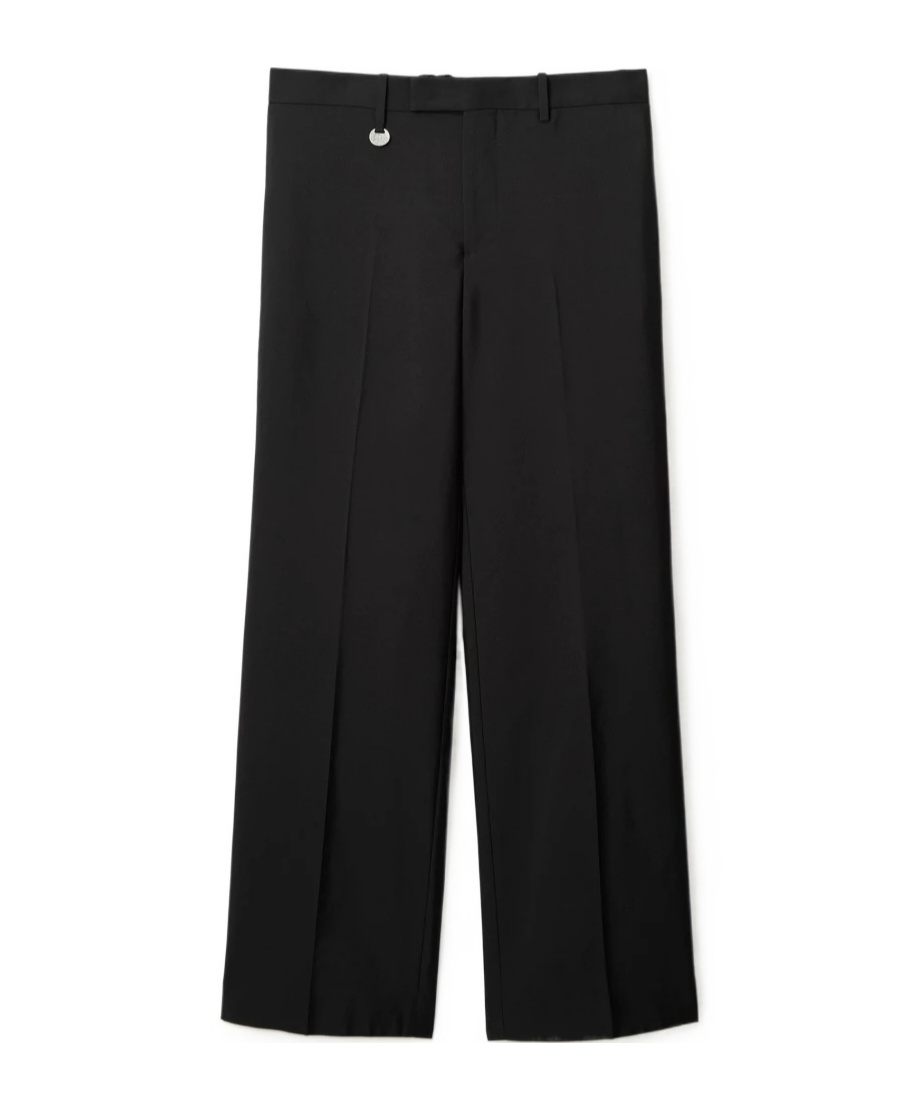 Burberry Suit Pants In Navy Blue Wool. Straight-leg Cut. Zippered Closure And Belt Clip. In Black