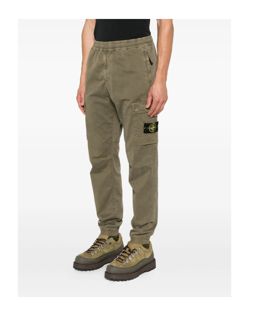 Stone Island Cargo Pocket Elasticated Trousers In Green