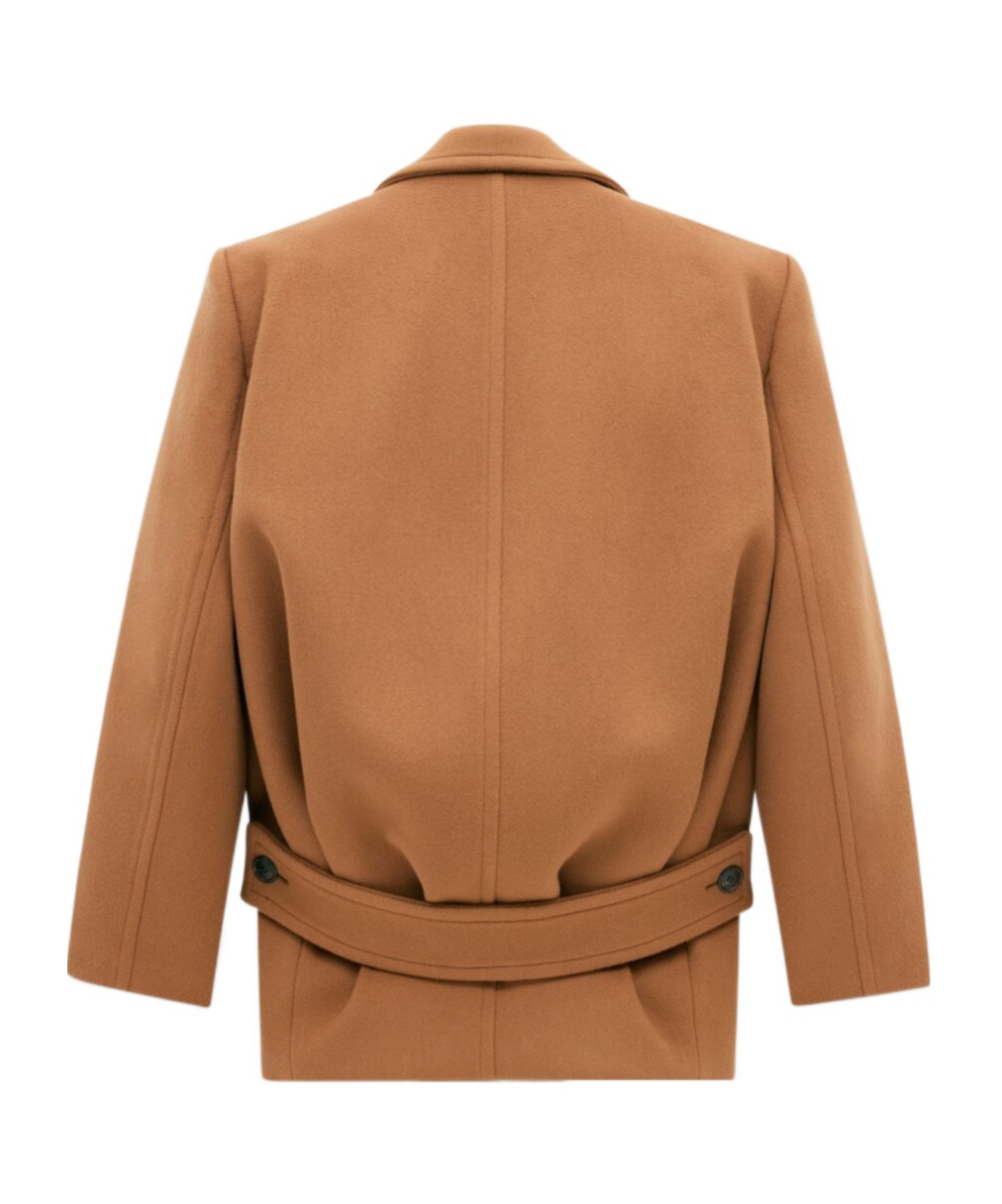 Saint Laurent Wool Coat In Brown