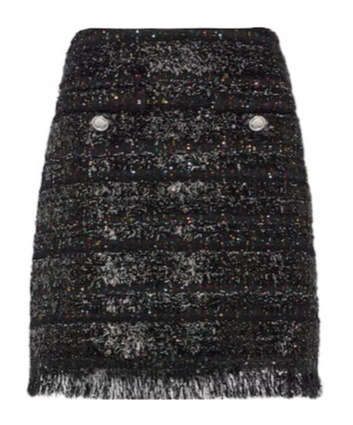 Giambattista Valli Sequined Tweed Miniskirt In Black