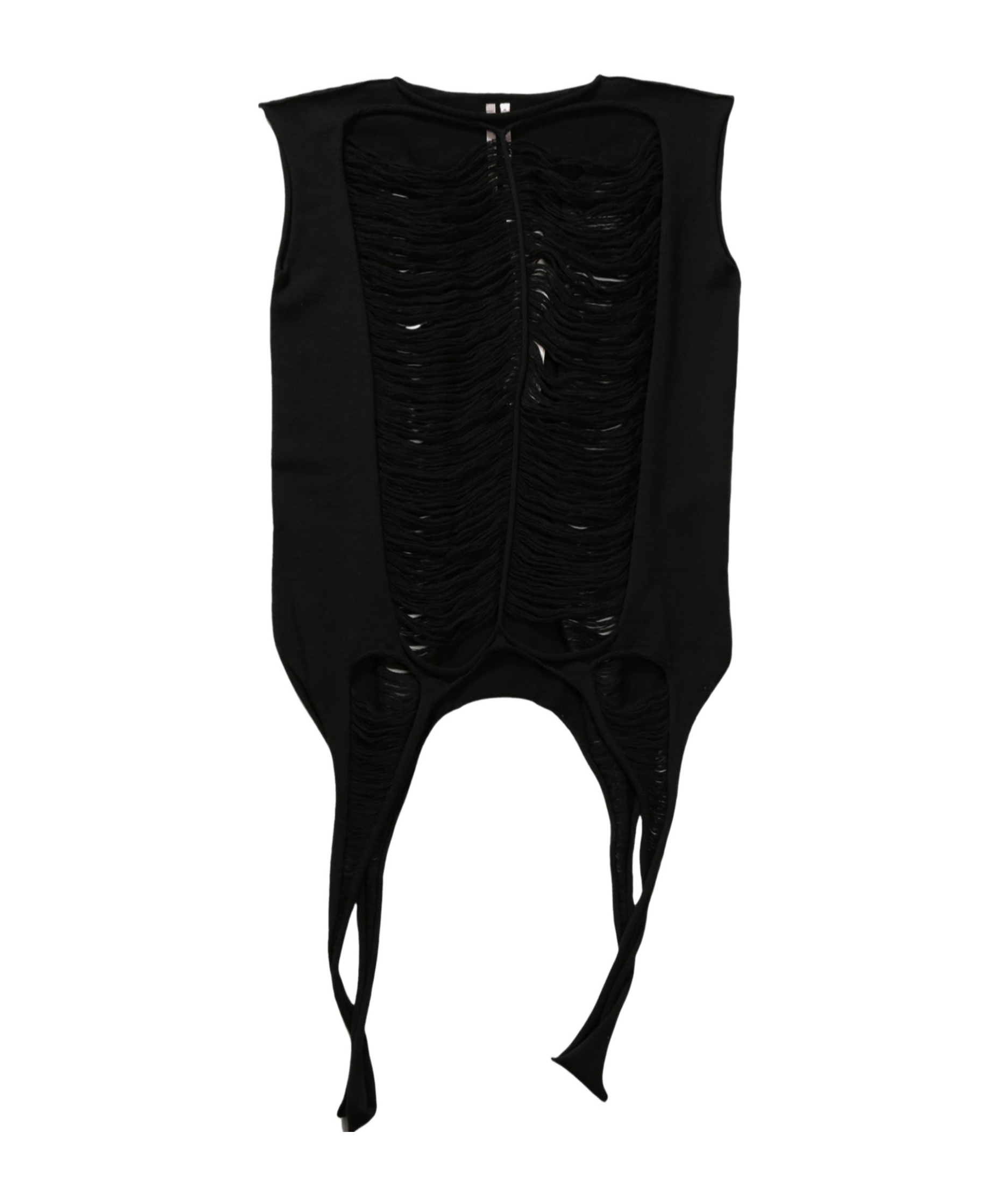Rick Owens Wool Distressed Tank Top In Black