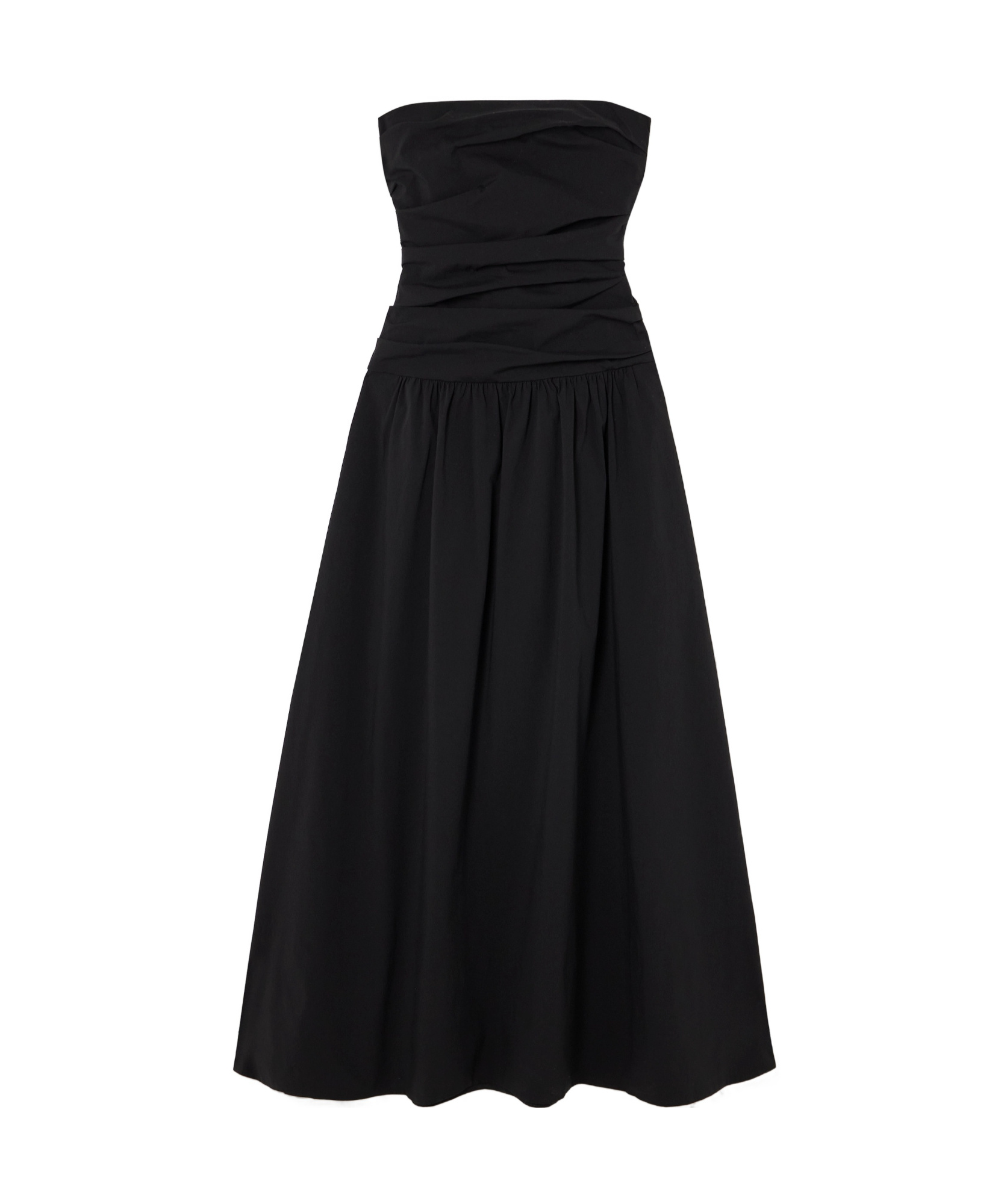 St Agni Black Gathered Strapless Tie Back Maxi Dress