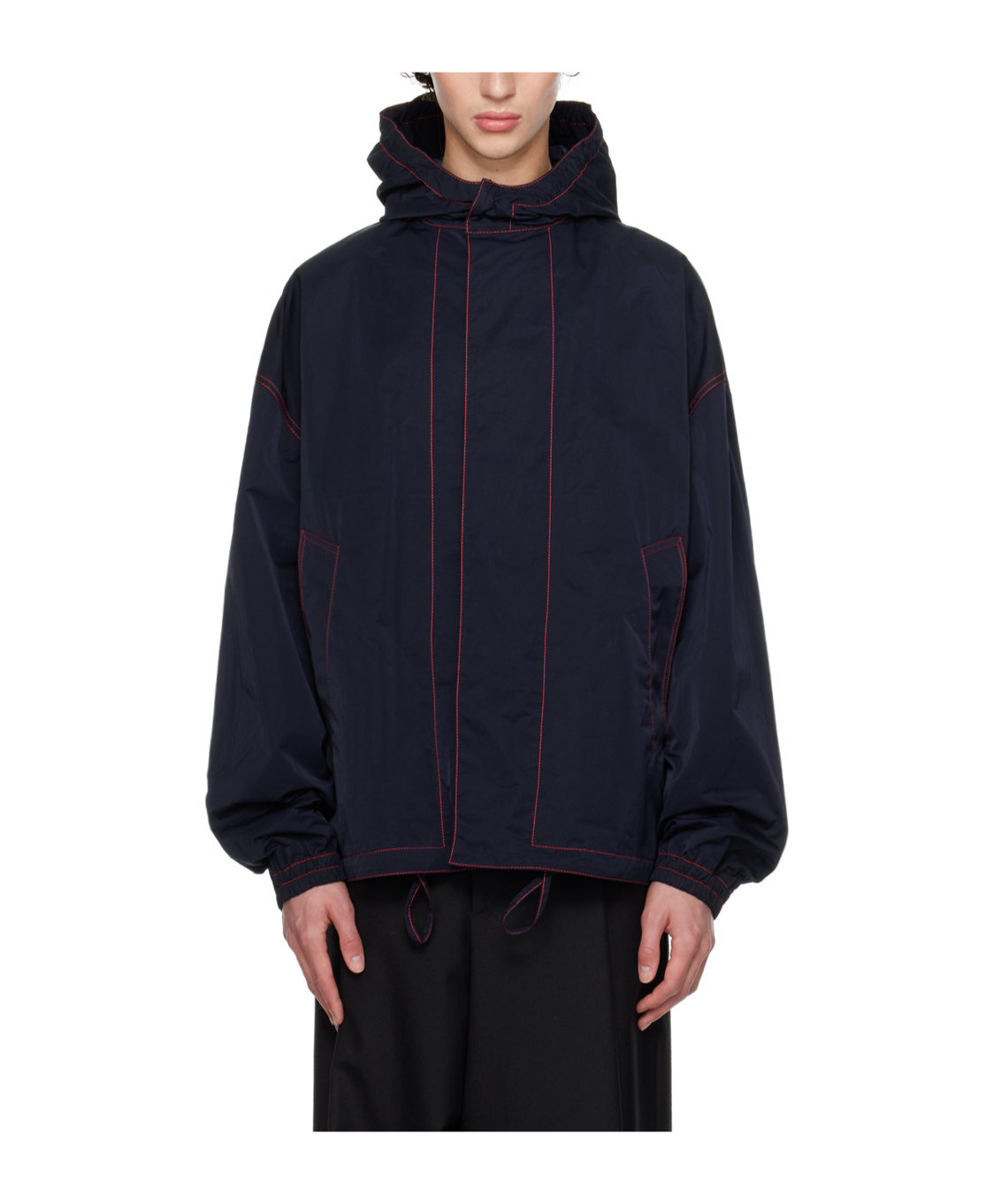 Bottega Veneta Drawstring Hood Casual Jacket In Black
