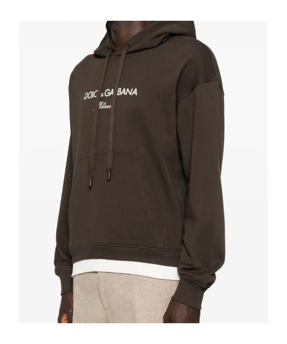 Dolce & Gabbana Embroidered Hoodie In Brown