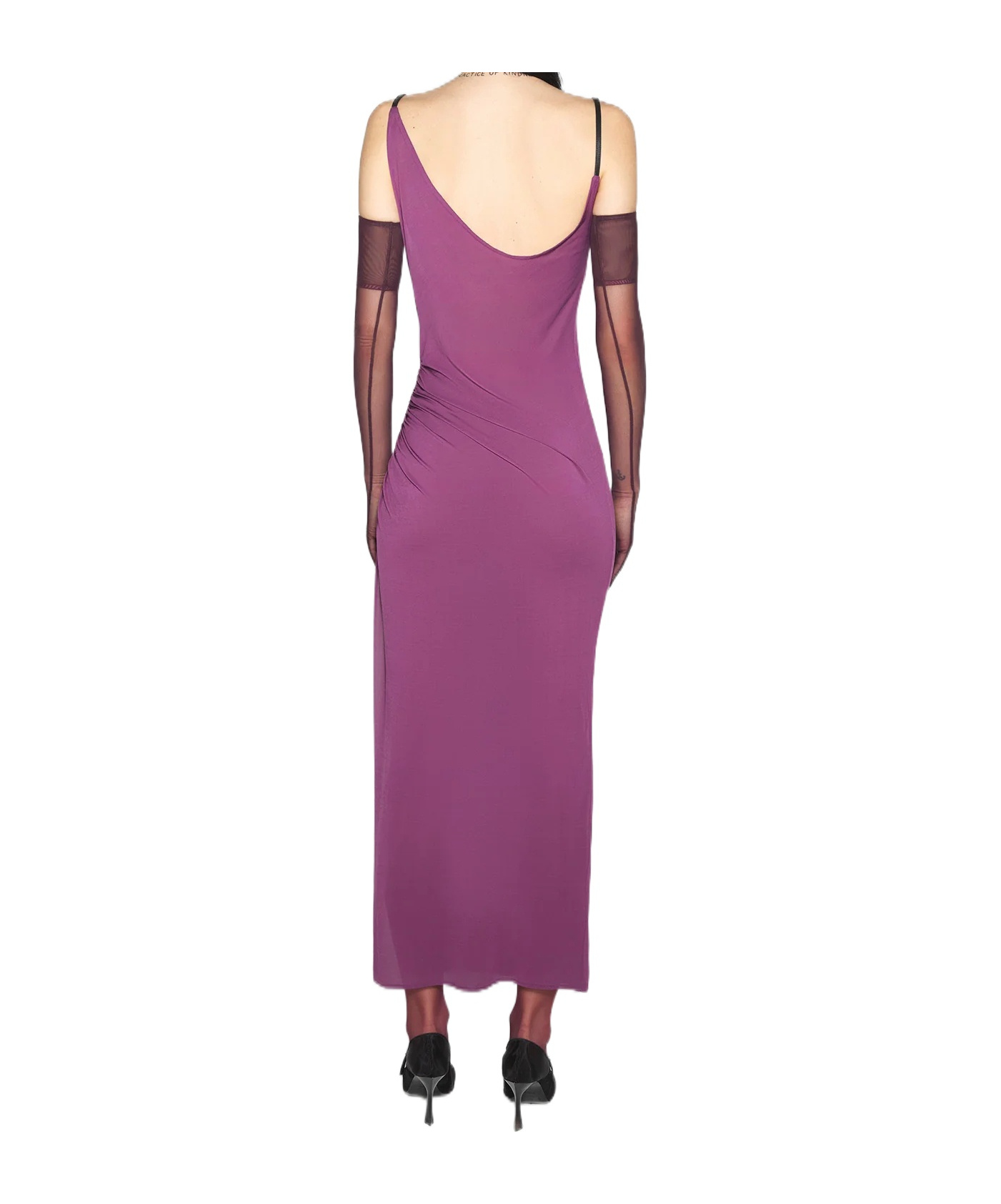 Mugler Side-split Midi Dress In Purple