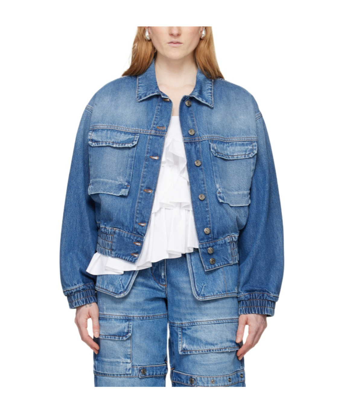 Msgm Indigo Oversized Denim Jacket In Blue